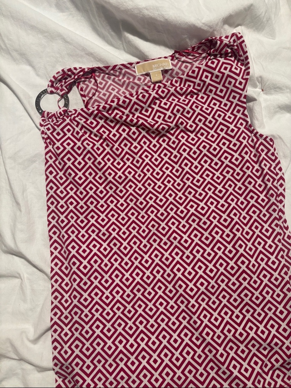 MICHAEL Michael Kors Fuchsia Geometric Halter Top with Ring Detail